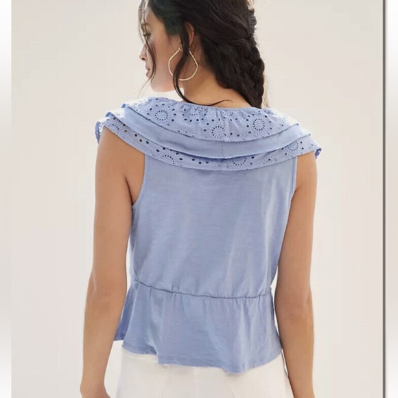 Anthropologie X Porridge Jodi Ruffle Eyelet Sleeveless Top - Picture 3 of 6
